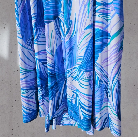 Susan Graver Printed Regular Liquid Knit A-Line Dress Sleeve Ties Pockets XL - Picture 8 of 11